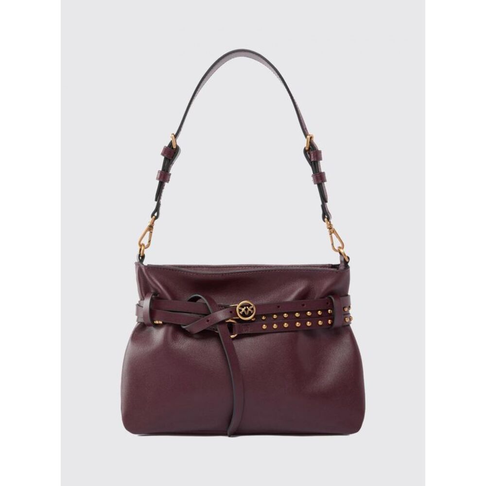 Pinko Women Pinko Calfskin Leather Belt Bag With Metallic Love Birds Logo